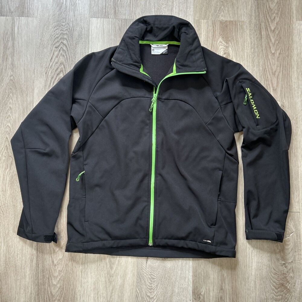 Salomon Clima Pro 10000 Ski Jacket Mens Medium Black Softshell Full Zip Coat